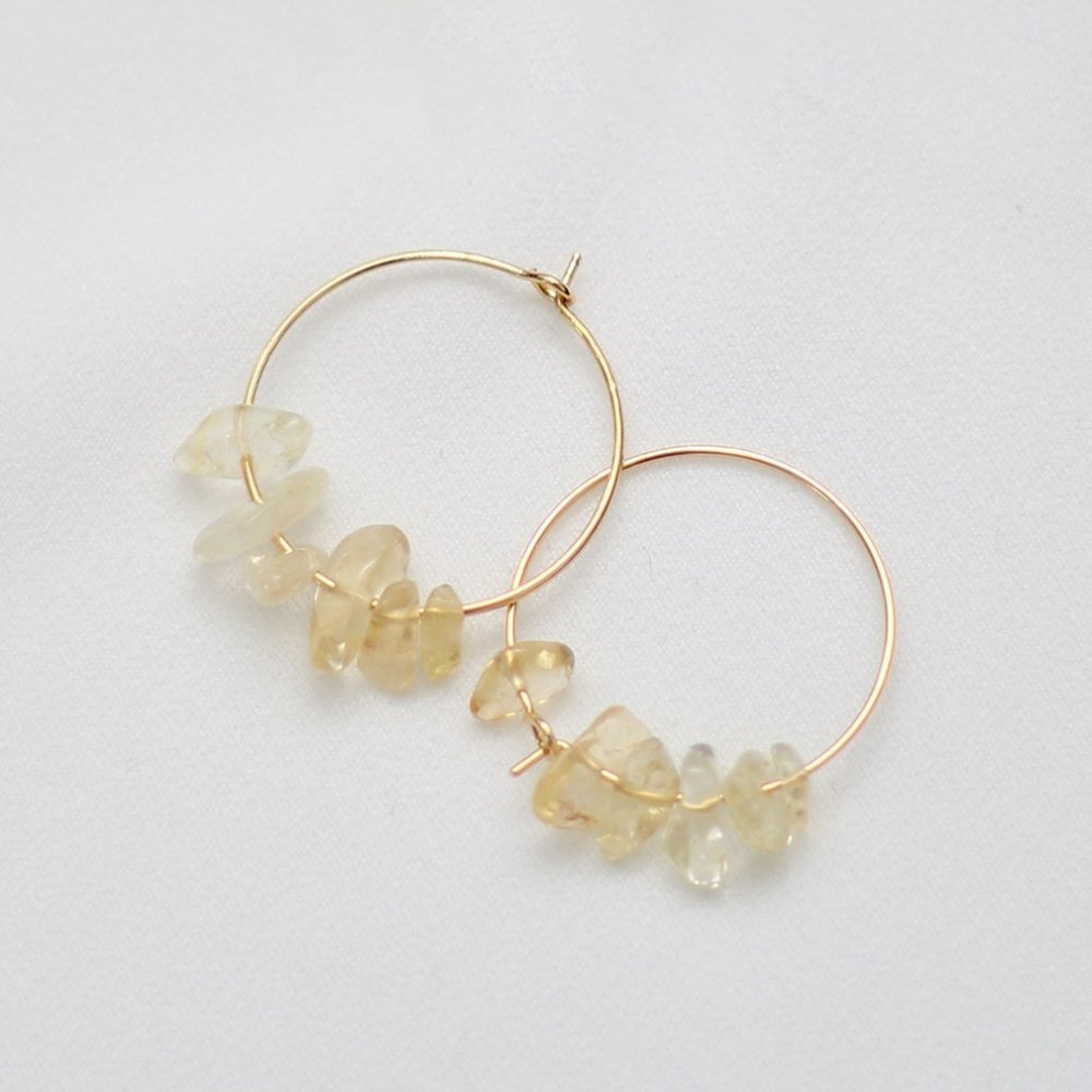 Yellow Glass 18k Gold Plated Hoops